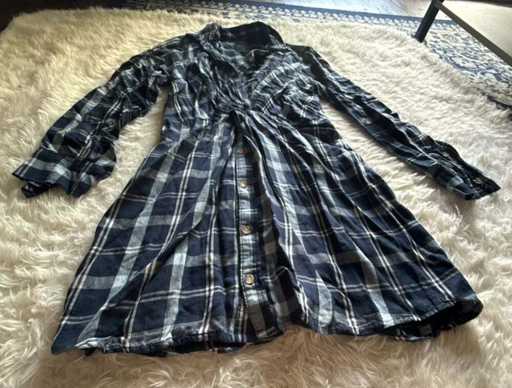 Abercrombie &‎ Fitch Long Sleeve Navy Plaid Shirt Dress